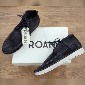 NEW! ROAN BED STU Tobias Mens Black Leather White Sole Casual Chukka Boots 11.5